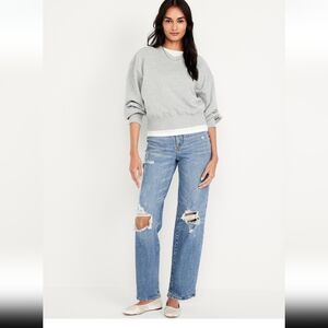 High Waisted OG Loose Ripped Jeans by Old Navy 14 Petite Medium Wash